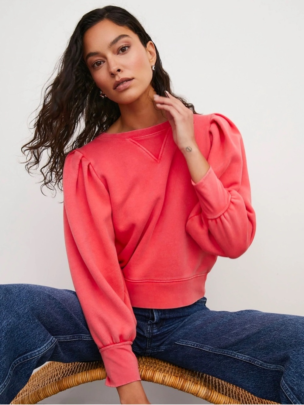 NWT RAILS Tiffany Balloon
Sleeve 100% Cotton Sweatshirt in
Tart Cherry Medium